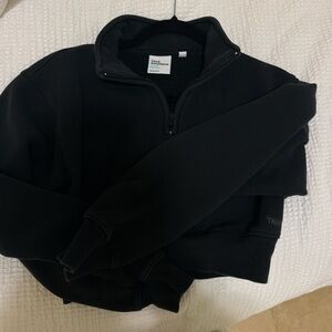 TNA cropped sweat fleece cozy fleece quarter zip